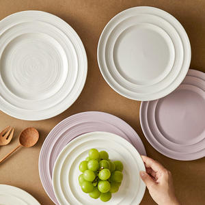 Assiette plate en céramique pour repas d'hôtel, vaisselle créative style INS, compatible micro-ondes, marque Xinwee, modèle XW-61, Lucerne sous glaçure - Product Image 2