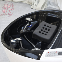 Lit de massage électrique multifonctionnel moderne en cuir synthétique avec bassin en céramique, thérapie par circulation et éclairage de salon