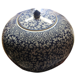 Casa giardino interno <span class=keywords><strong>plastica</strong></span> decorativo a buon mercato vaso rotondo di lusso cinese blu e bianco fioriera smaltata <span class=keywords><strong>vasi</strong></span> per lampade in ceramica - Product Image 2