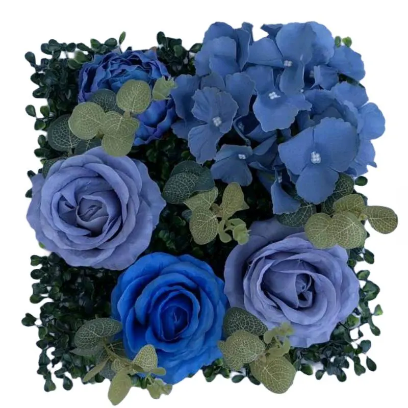 blue flower indoor plants artificial faux flowers floral panel for wedding decoration