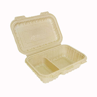Boîtes à lunch réfrigérées en fibre de coque de riz, jetables, biodégradables, compostables, compatibles micro-ondes, sans BPA, 1300 ml, avec couvercle, pour restaurant
