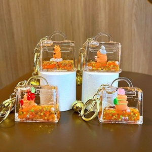 Atacado Novo Leite Capivara Flutuante Leite Dos Desenhos Animados Anime Oil Quicksand Bonito Presente Chá Líquido Copo Líquido Anime Acrílico <span class=keywords><strong>Keychain</strong></span> - Product Image 2