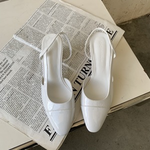 Scarpe da donna in <span class=keywords><strong>pelle</strong></span> 2024ss con tacco <span class=keywords><strong>Slingback</strong></span> e punta tonda alla moda scarpe da donna con tacco basso e spesso - Product Image 5