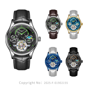 Montres multifonctionnelles pour hommes avec double fuseau horaire/phases lunaires, tourbillon volant, lumineuses et étanches, nouveau design, fabrication OEM/ODM - Product Image 1