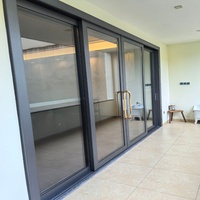 Porte coulissante en aluminium à double vitrage en verre trempé pour maison, patio, balcon, usage extérieur