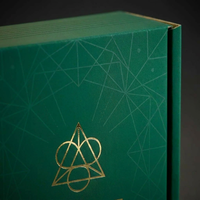 Boîte cadeau électronique vert émeraude avec couvercle rabattable, boîte en papier pour envoi postal, logo en feuille d'or imprimé, motif personnalisé, emballage pour montre connectée et écouteurs