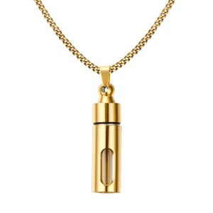 <span class=keywords><strong>Acero</strong></span> 316L con Revestimiento PVD <span class=keywords><strong>de</strong></span> Oro <span class=keywords><strong>de</strong></span> 18K, Resistente al Agua y al Deslustre | Colgante Unisex con Forma <span class=keywords><strong>de</strong></span> Botella <span class=keywords><strong>de</strong></span> Perfume y Pedrería | Cadena <span class=keywords><strong>de</strong></span> Eslabones Estilo Punk, Regalo Cristiano - Product Image 1