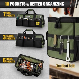 Sac de rangement multi-usages pour la maison, résistant à l'usure, épais, 15 pouces, 16 poches, organisateur d'outils portable avec bandoulière - Product Image 3