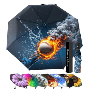 Full Panel Print Three-Folding Fully-<b>Automatic</b> <b>Umbrella</b> 190T Pongee Custom Design for Outdoor Sports Promotion Business Gifts - Product Image 5