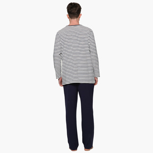 Bamboo Knitted Breathable Striped <b>Pajamas</b> For Men Loungewear Pj Sets Pyjamas Wholesale Custom Sleepwear - Product Image 3