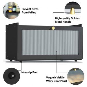 กล่องเก็บขนมปังไม้ไผ่สีดำขนาดใหญ่ทันสมัยพร้อมหน้าต่าง - Product Image 4