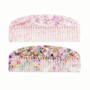 Peine para el cabello desenredante Antiestático de ácido acético, cojín de mármol de leopardo portátil, peine de dientes anchos personalizado - Product Image 1