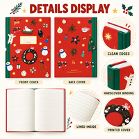 Carnet à couverture rigide personnalisé, journal de Noël avec pages lignées, couverture imprimée mignonne et festive, cadeau de Noël, carnet pour écrire