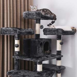 2025 produttore personalizzato Extra Large 49 pollici legno Sisal gatto attività torre di natale nero arrampicata albero casa per grandi felini - Product Image 3