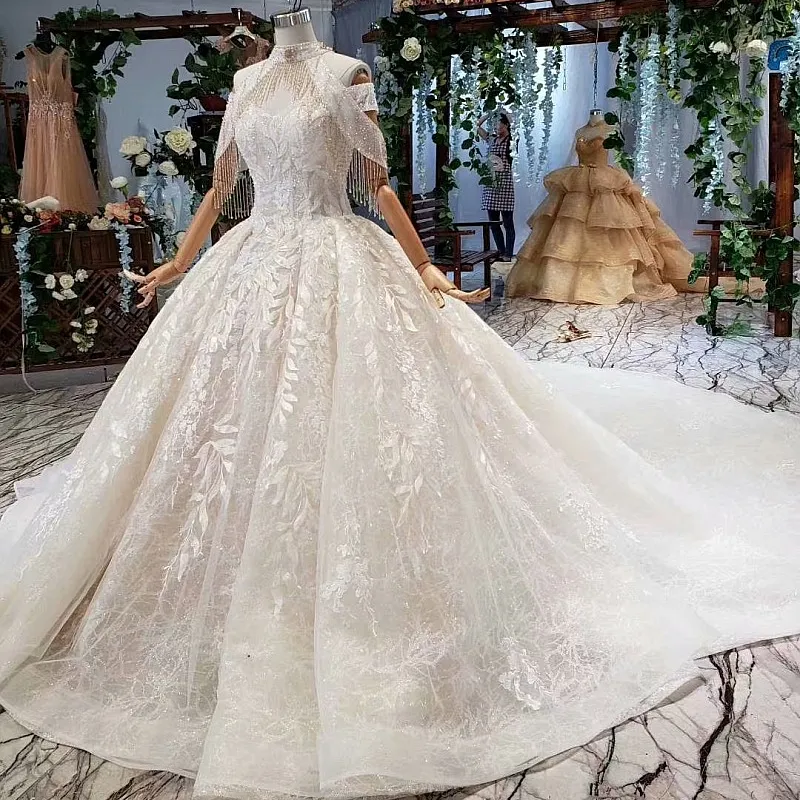Robe de mariée cristal pour femmes, luxe, longue traîne, vêtement de bal, de mariage
