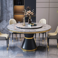 Mesa de comedor giratoria moderna con base de metal, mesa de comedor redonda con Centro giratorio, dos piezas de mármol, precio al por mayor