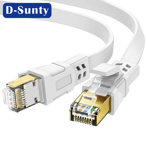 OEM Cat8 STP Flat Patch Cord 30AWG 100% Bare Copper <b>RJ45</b> Network <b>Cable</b> PVC Shielded LAN <b>Cable</b> 0.5-30m Anti-interference Flexible - Product Image 4