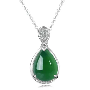 Collar de Jade Hetian personalizado para mujer, regalo de Día de la madre, cadena colgante de plata 925