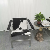 Fauteuil de loisirs en métal moderne pour salon, bureau, hôtel, villa, fauteuil en cuir PU