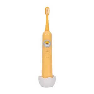 Yellow cartoon light refillable kids timer smart sonic toothbrush