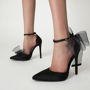 11.5CM Big Bow Talon Pour Femme Elegant <b>Closed</b> <b>Toe</b> 2025 New High <b>Heeled</b> Sandals - Product Image 1