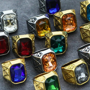 Anillo de Hombre <span class=keywords><strong>Atila</strong></span> en Oferta, Acero Inoxidable con Baño de Oro de 18K, Diseño Clásico con Piedras Preciosas, Engaste Circular, Inspirado en un Águila Geométrica Curvada - Product Image 6