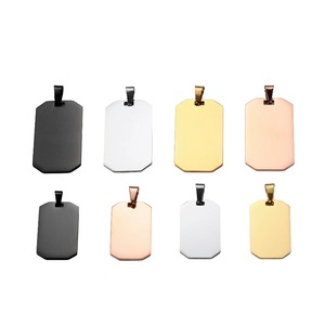 Lote de 5 Etiquetas de Identificación Rectangulares de Acero Inoxidable Unisex, 2 Tamaños, para Grabar, Colgante, Collar, Joyería, 4 Colores - Product Image 2