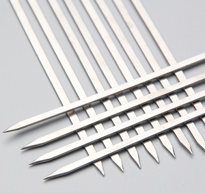 Palillos de madera para barbacoa con mango de acero inoxidable, tenedores redondos y planos de metal, tenedores de aguja para barbacoa, herramientas para exteriores - Product Image 6