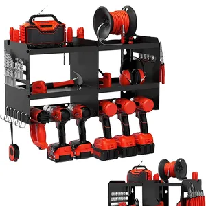 Removable Design Heavy Duty Metal Cordless Power Tool Organizer Storage Rack for Garage Workshop Warehouse