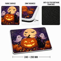Hadiah Mouse Pad 240X200Mm Tebal 2Mm Halloween Gaming Lucu Labu Hantu Cetak Anime Alas Kain Anti Selip Alas Busa PU Seram
