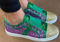 Nouvelle Orléans Mardi Gras Chaussures violet vert et doré Mardi Gras Glitter Slip On Sneaker