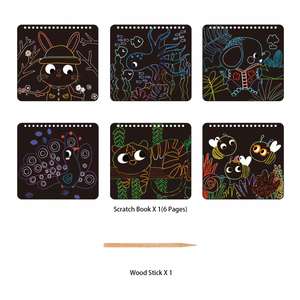 Buku goresan untuk anak-anak, Set mainan menggambar DIY hewan kreatif pelangi Stylus kayu untuk anak-anak - Product Image 4