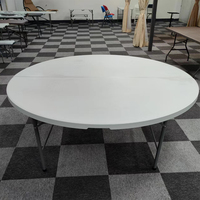 Table Ronde Pliante en Plastique 180 cm (72 Pouces) avec Plateau en PEHD, 10 Places, pour Événements, Banquets, Dîners et Mariages
