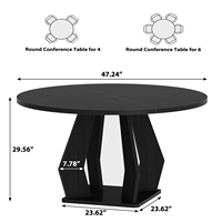 Table de réunion ronde contemporaine pour 4 personnes, en bois noir, pour salle de conférence, salle de réunion, mobilier de discussion