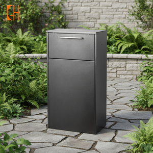 صندوق بريد كبير الحجم من الفولاذ لتسليم الطرود، قائم بذاته للاستخدام الخارجي، مع قفل بمفتاح، مضاد للسرقة ومقاوم للماء، سعة 38 لتر، للاستخدام المنزلي وفي الحديقة - Product Image 1