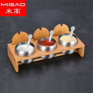 Support à épices Michael Bamboo à 3 trous, compatible lave-vaisselle, pour rangement sur comptoir de cuisine - Product Image 3