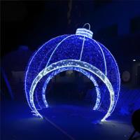 Boule de Noël bleue géante 3D pour l'extérieur Motif LED Sphère Gasebo Lumières pour parc d'attractions