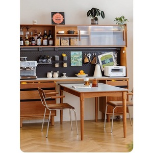 ตู้เก็บของไม้เนื้อแข็งพร้อมโต๊ะรับประทานอาหารสไตล์ญี่ปุ่นที่ทันสมัยเรียบง่ายเฟอร์นิเจอร์ห้องนั่งเล่นอเนกประสงค์ - Product Image 1