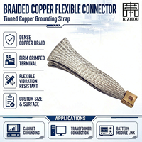 Bande de terre tressée en cuivre étamé conducteur, estampée sur mesure, pour connexion d'alimentation de batterie