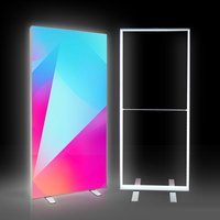 Lingtong livraison directe montage mural Flex Textile visage rétro-éclairé personnalisé Led ouvert signe aluminium boîte à lumière cadre