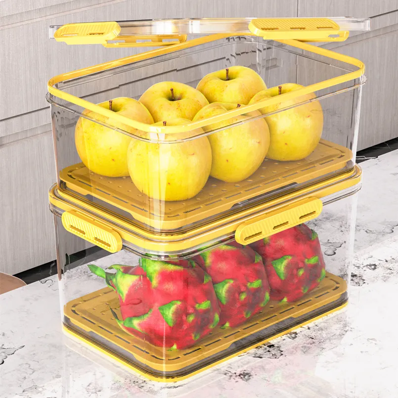 YIKEYOU उच्च गुणवत्ता रसोई प्लास्टिक फ्रिज ढक्कन खाद्य भंडारण बॉक्स भंडारण बक्से फ्रिज