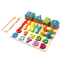 Planche d'activités multifonctionnelle en bois à empiler avec emplacements pour formes, nombres et fruits, jouet éducatif magnétique Xylophone MU-YTZ-027