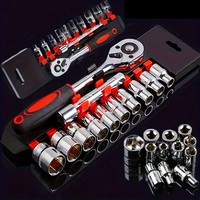 High Carbon Steel Metric 4-13mm Polished Ratchet Socket Wrench Set Ergonomic Rubber Handle Extension Bar Mechanic Tool Kit
