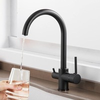 Robinet de cuisine moderne minimaliste gris avec système de filtration d'eau potable PVD, pulvérisateur extractible et robinets domestiques