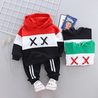 Automne mode décontracté hooodie patchwork bébé nouveau-né ensemble costume vêtements pour garçon