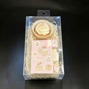 Boîte cadeau en PET transparent pour pâtisserie avec plateau d'insertion pour présentation de cupcakes et desserts, emballage pliable avec fenêtre, solution de vente au détail personnalisée - Product Image 1