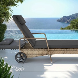 Sillón de ratán de estilo europeo de alto nivel de apariencia ajustable con almohadas cómodas, adecuado para piscinas de jardín - Product Image 4