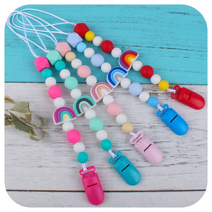 Caliente Arco Iris cuentas de silicona bebé dentición chupete Clip mordedor pulsera <span class=keywords><strong>cochecito</strong></span> sonajero <span class=keywords><strong>cochecito</strong></span> Juguetes - Product Image 4