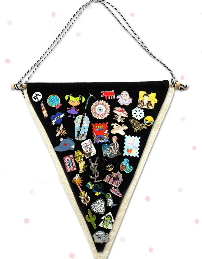 triangle Wall Hanging Display Pennant Enamel Pin Banners Blank Canvas Flag for DIY Lapel Collections Home Decoration custom