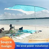 Parasol carré imperméable populaire transfrontalier, tente de plage en nylon monocouche avec 4 poteaux en aluminium 400x300cm UPF 50+